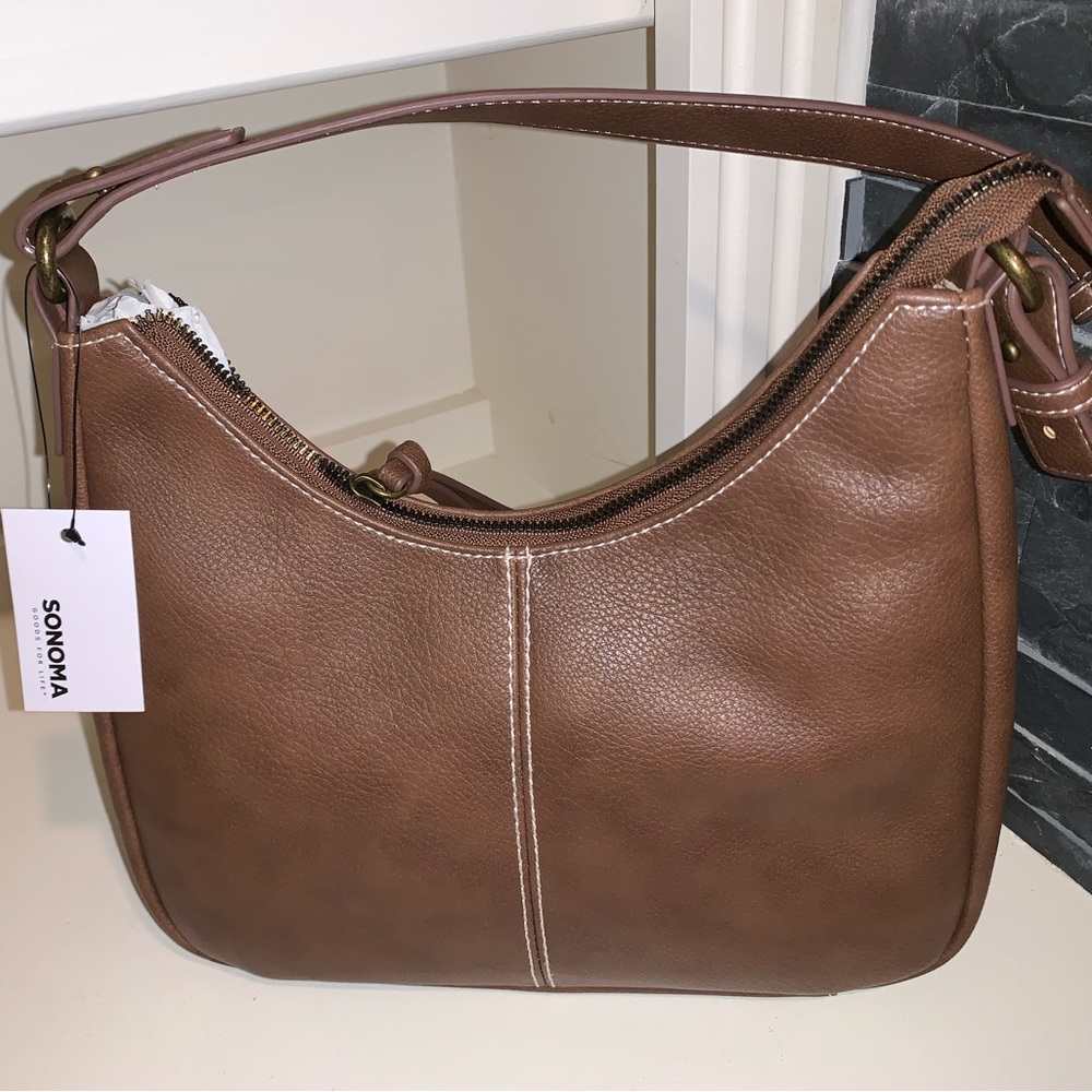 Sonoma Brown Vegan Leather Hand Bag New